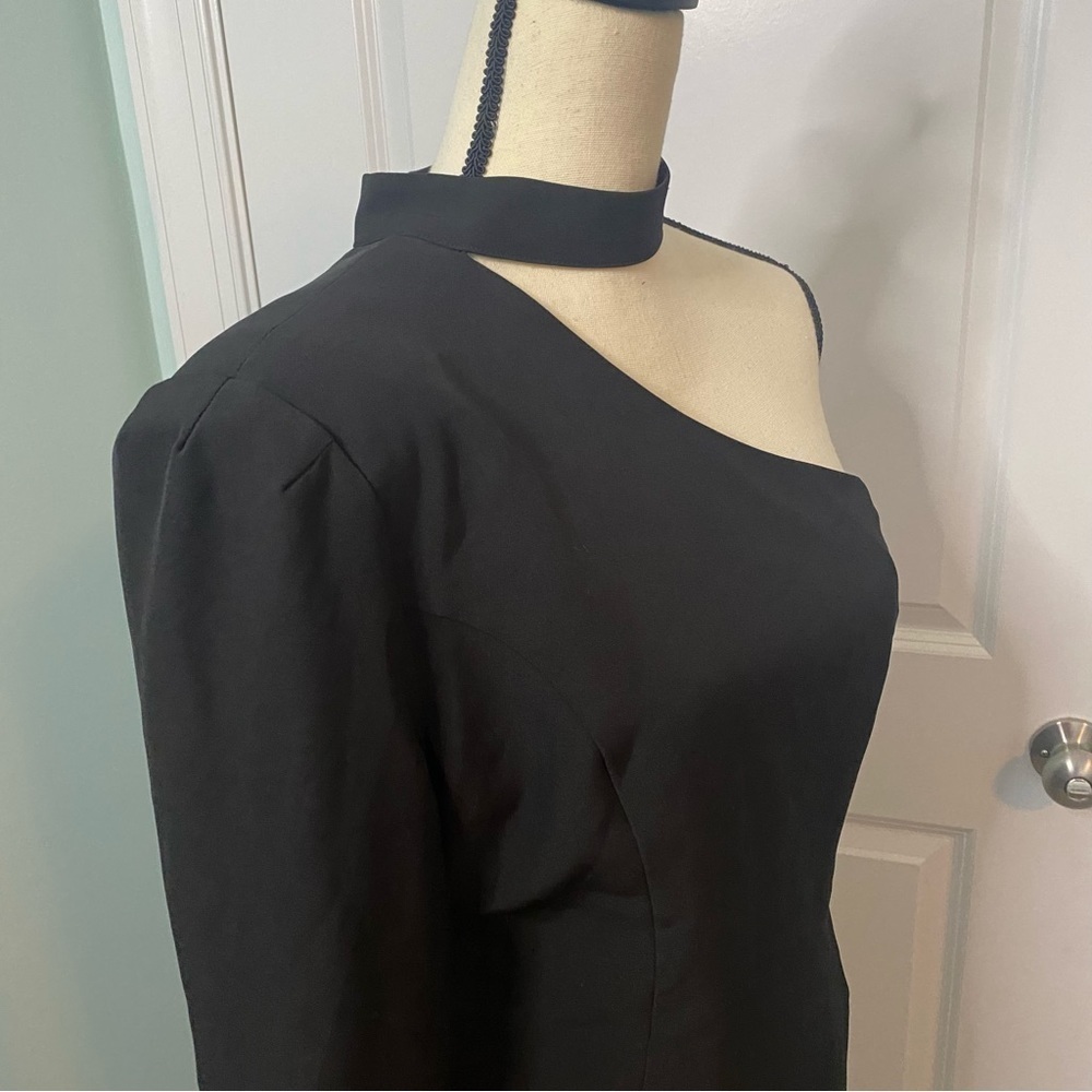 Bardot NWT Black One-Shoulder Asymmetrical Dress in Sz 10 - Picture 9 of 14